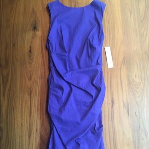 NWT Purple Nicole Miller Stretch Linen Dress